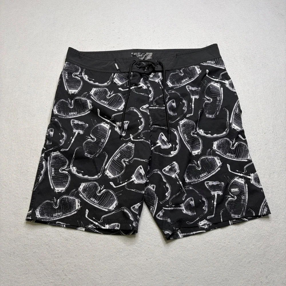 Oakley Board‎ Shorts Mens 34 Black Factory Pilot Sunglasses Print Swim Trunks